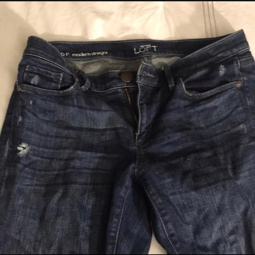 Loft ripped jeans modern straight cut